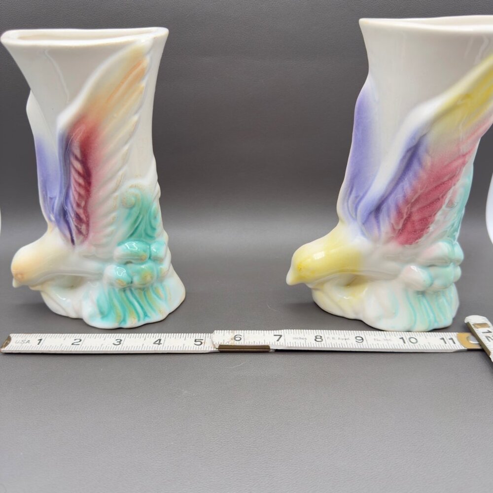 Vintage Wall Pockets Vase Planter Morton Art Pottery Bird of Paradise Pastels - Picture 7 of 16